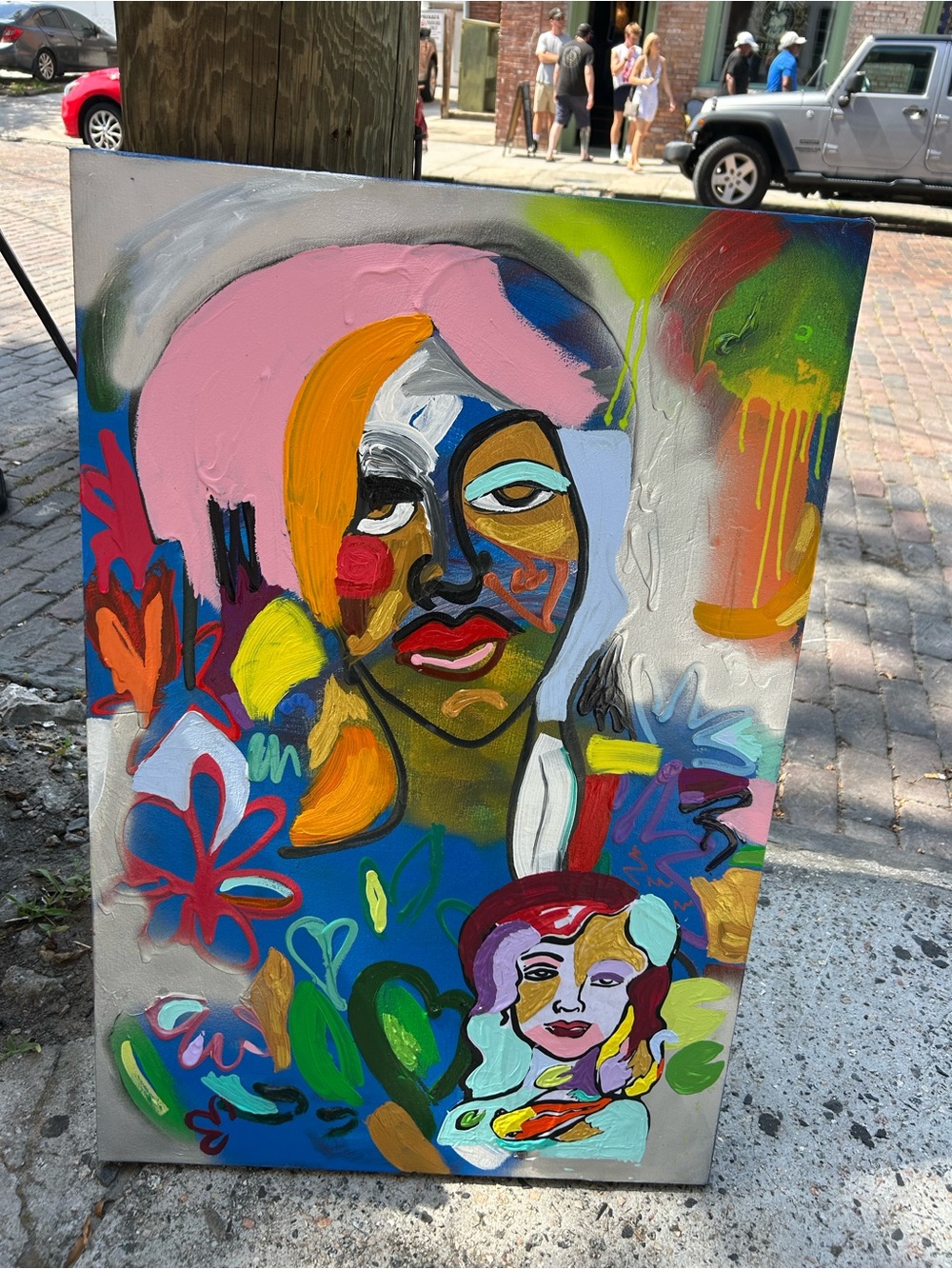 Abstract Colorful Portrait Canvas Wall Art - Multicolor by artist Addie Wuensch